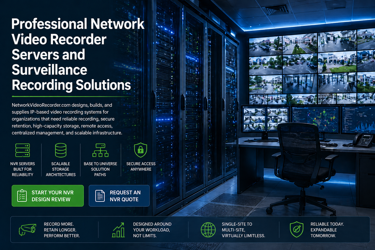Professional NVR server and surveillance operations infrastructure